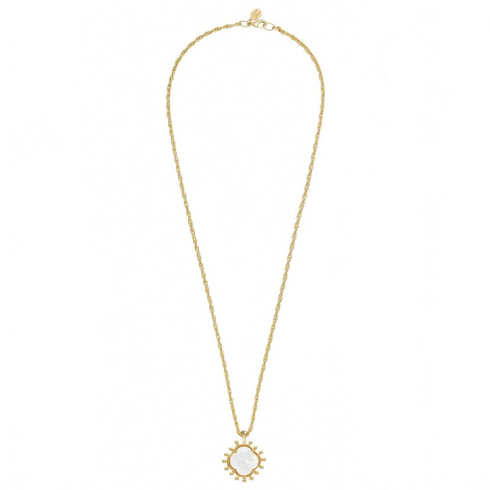 NEW SUSAN SHAW women's sophie long clover necklace in gold